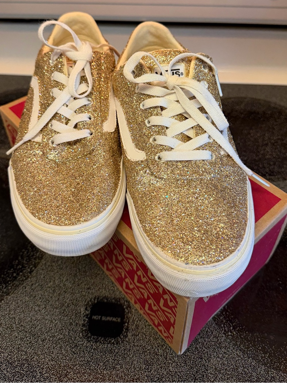 Women’s Vans Gold Glitter Vans Old Skool deluxe comfort Ortholite
